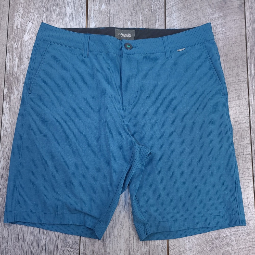 Linksoul Boardwalker Shorts Mens 34 Blue Perforated Technical Golf Lifestyle